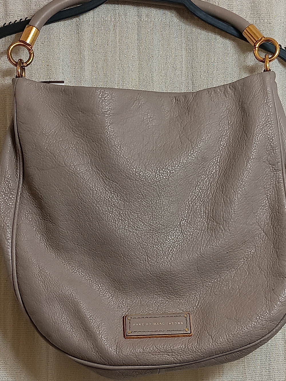 Marc by Marc Jacobs Taupe Leather Shoulder Hobo with Gold Hardware